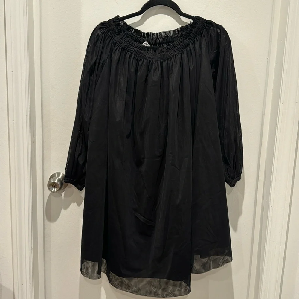 Cynthia Rowley x The Drop Women's Black Off Shoulder Mesh Mini Dress - Picture 2 of 4